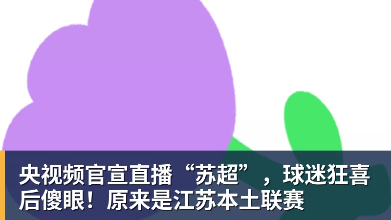 MK体育央视频官宣直播“苏超”，球迷狂喜后傻眼！原来是江苏本土联赛